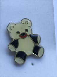 Vintage Enameled Teddy Bear Hat Jacket White Black Pin | eBay