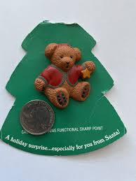 Vintage Teddy Bear Pin Pinback Christmas Lapel Pin New ...