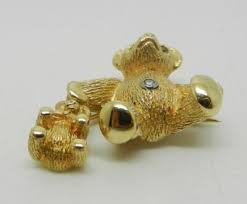 Tiffany & Co. Vintage 18k Gold Diamond Sapphire Mother & Baby Bear Pin Brooch | eBay