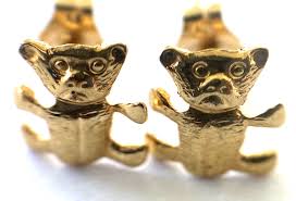 14K Yellow Solid Gold Teddy Bear Child Or Ladies Post Pierced Stud Earrings | eBay Australia