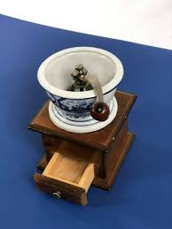 Vintage Blue & White Ceramic Topped Coffee Grinder | eBay