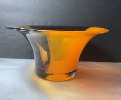 BLOWN ART GLASS BOWL ORANGE BROWN AMBER | eBay