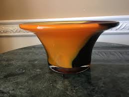 Mid Century Cased Art Glass Orange, Purple and Brown 4" Fluted Bowl/vase - Etsy UK