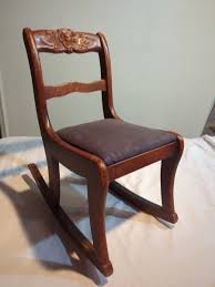 Vintage 1900's Child's Wooden Rocking Chair Rocker with Blue ...