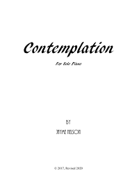 Contemplation - Piano Solo - Intermediate Digital Sheet ...