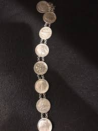 VINTAGE MERCURY DIME COIN BRACELET 7.5" 90% Silver ...