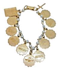 Vtg. Bible Cross 10 Commandments Charm Bracelet Gold Tone ...
