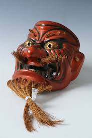 Very Old Vintage Japanese Pottery Noh Mask -Kagura- Buddhism ...