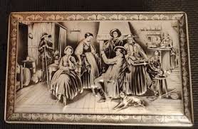David Teniers Metal Silvertone Tin Biscuit Box Circa 1940-1950s Belgium | eBay