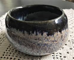 Hand Thrown Pottery Drip Glazed Bowl Signed Stoneware Blue/Brown/Gray | eBay