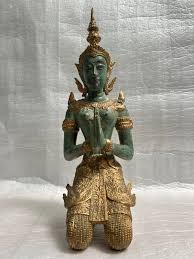 Tibetan Guardian Angel Theppanom Bronze Statue Gold Gilt ...