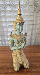 Verdigris Gilded Bronze Teppanom, Vintage Thai Reliefed ...