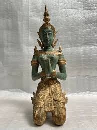 Tibetan Guardian Angel Theppanom Bronze Statue Gold Gilt 13 ...
