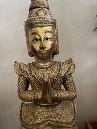 Figure of Buddha, 1990s, Giltwood for sale at Pamono