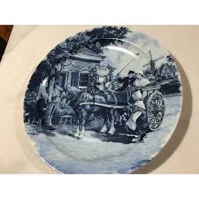 Circa 1980s Delft Blue Hand-Decorated Horse-Themed 12 ...