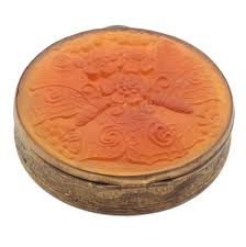 Vintage Art Nouveau amber citrine glass butterfly powder ...