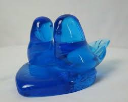 VINTAGE 1994 BLUEBIRDS OF HAPPINESS ART GLASS signed LEONARD | eBay