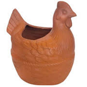 Blue Orange Pottery Terra Cotta Hen Lightweight Planter ...