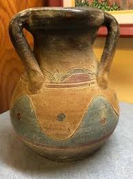 Ceramic Pottery Vase, Unique 4 Handled Egyptian Style, Very ...