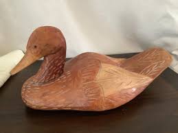 Hand Carved Wooden Decoy Duck Primitive Duck - Etsy