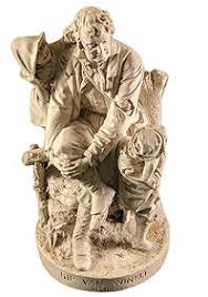 Antique John Rogers Cast Plaster Statue Rip Van Winkle At Home