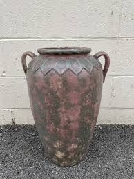Burley Winter Pottery Mottled Red And Gray Handled Oil Jar Floor Vase Large 21” | eBay