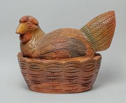 Sold at Auction: Large Wood Carved Chicken Box/Bowl