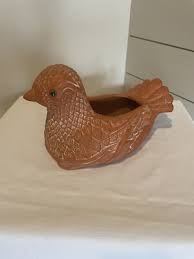 Vintage Terra Cotta Hen Chicken Planter Flower Pot Telaflora Whitewashed | eBay