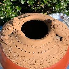 Hand Thrown Red Clay Pottery Bowl with Frogs | eBay