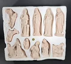 Vtg Silvestri Terracotta Nativity Scene 11 Piece Rose ...