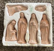 Whitewashed Terra Cotta Ceramic Nativity Set 6 Piece Made In ...