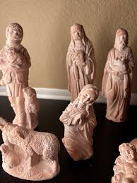 Vintage Terracotta Nativity Crèche 9 Piece Set, Christmas ...