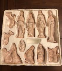 Whitewashed Terra Cotta Ceramic Nativity Set 11 Pieces ...