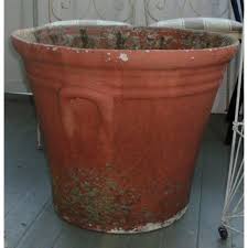 Vintage 1940's Watts Concrete Terra Cotta Finish Palm Beach Flower Palm Tree Pot | Chairish