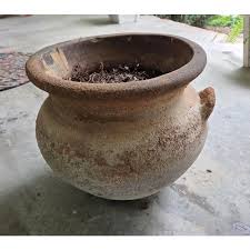 Large Vintage Patinated Terra Cotta Planter | Chairish