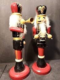 10" Tall Wood Nutcracker Style Soldier Candlesticks Drummer ...
