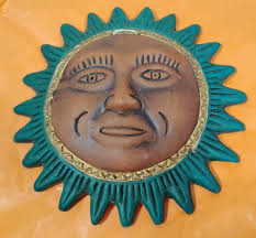 Vintage Terra Cotta Sun Face Celestial Clay Folk Art Wall Hanging Sculpture 6.5" | eBay