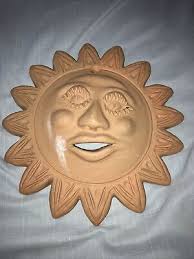 Terracotta Pottery Painted Smiling Face Wall Decor Large 12.5” Hanging Garden | eBay