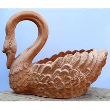 Swan terracotta cachepot