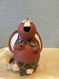 Vintage Pottery Folk Art "Easter" Bunny Coin Savings Bank 7 1/2" Tall | eBay