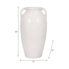 Sagebrook Home 23-Inch Tall Terracotta Vase With Handles, White Crackle Finish - Bed Bath & Beyond - 42106215