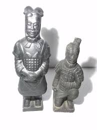 Vintage Chinese Terra Cotta Clay Kneeling Standing Warrior ...