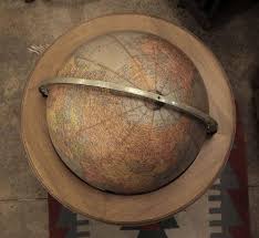 1920s Brandt Standing Floor Library Globe on a Wrought and Cast Iron Base For Sale at 1stDibs