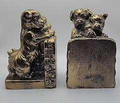 Vintage Gold Tone Cast Metal Terrier Puppies Looking Over ...
