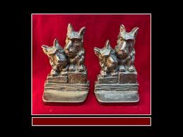 Scottish Terrier Cast Iron Book Ends W Brass Finish. Vintage ...