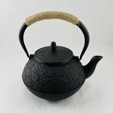 Black Cast Iron Asian Tea Pot with Mesh Tea Strainer - New ...