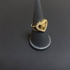 14K Gold Ring, Heart Ring, Engraved Ring, Filigree Ring ...