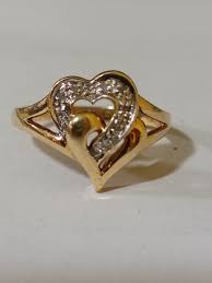 10KP Gold Double Heart Diamond Ring