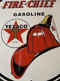 VINTAGE STYLE TEXACO FIRE CHIEF GAS STATION PUMP PLATE PORCELAIN SIGN 12 INCH | eBay