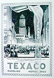 1923 Texaco With City Scene & Pouring Oil